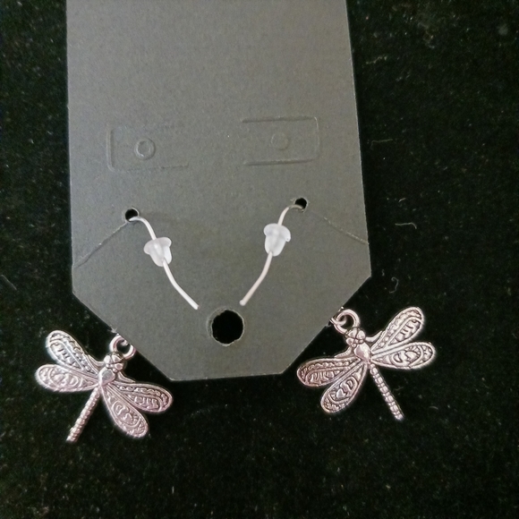 2 item-FAUX TURQUOISE DRAGONFLY GEMSTONE SILVERTONE NECKLACE & DRAGONFLY EARRING - Picture 10 of 10